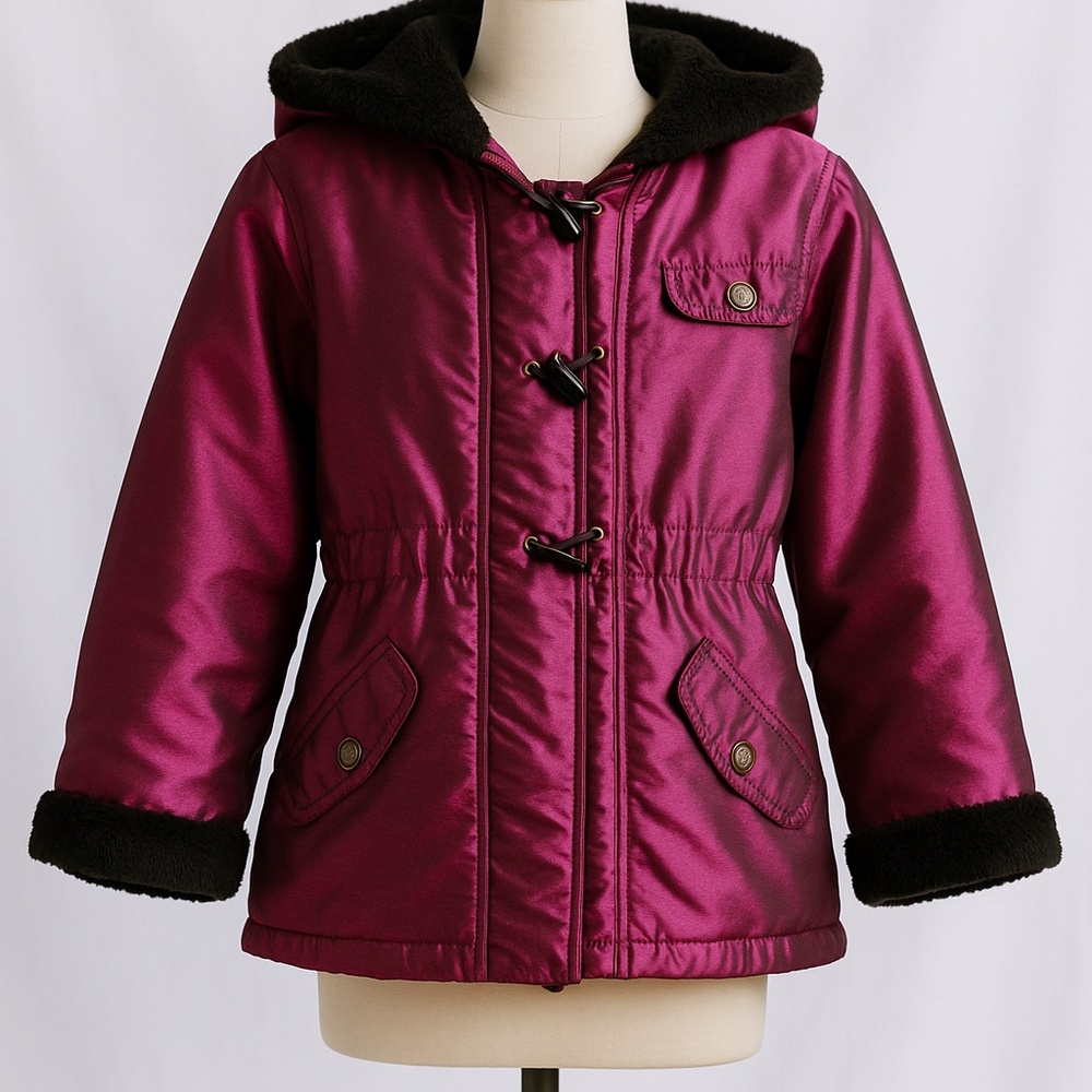 Shiny Magenta Toggle Jacket – Girls 12–14